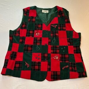 Women's Vintage Susan Bristol New  Lined Corduroy Christmas Vest Size 3W